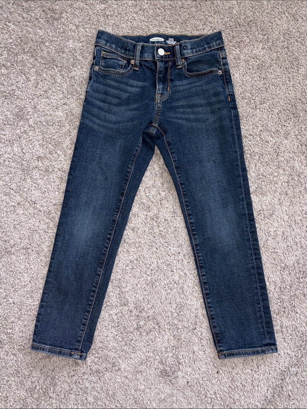 Old Navy Classic Dark Wash Kids Jeans. Karate slim taper. Built-in flex max.